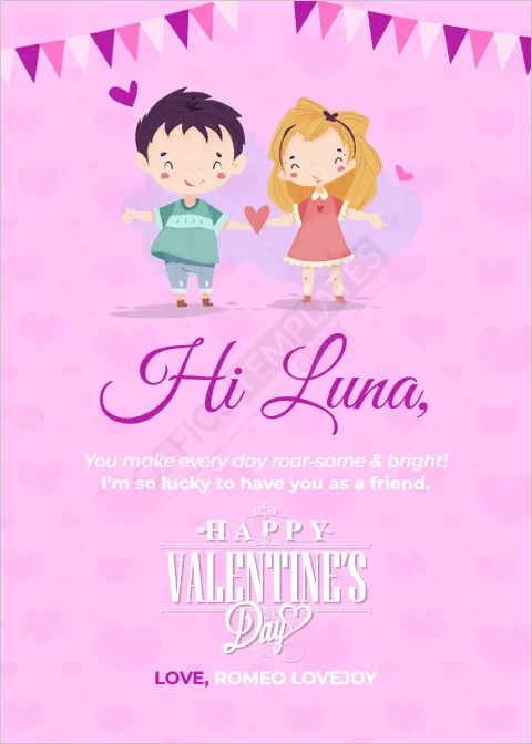 Kid's Valentine's Day Card Template