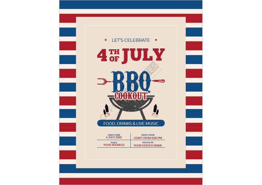 4th July BBQ Cookout Flyer Template