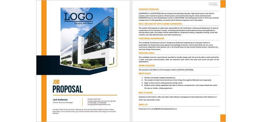 Download IT Company Job Proposal Template