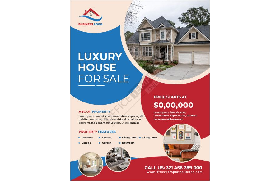 Luxury House for Sale Flyer Template in MS Word