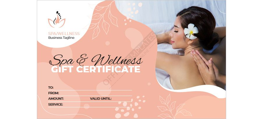 Spa or Wellness Gift Certificate Template