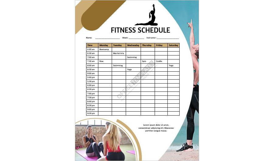 Download Daily Fitness Schedule Design for Microsoft Word