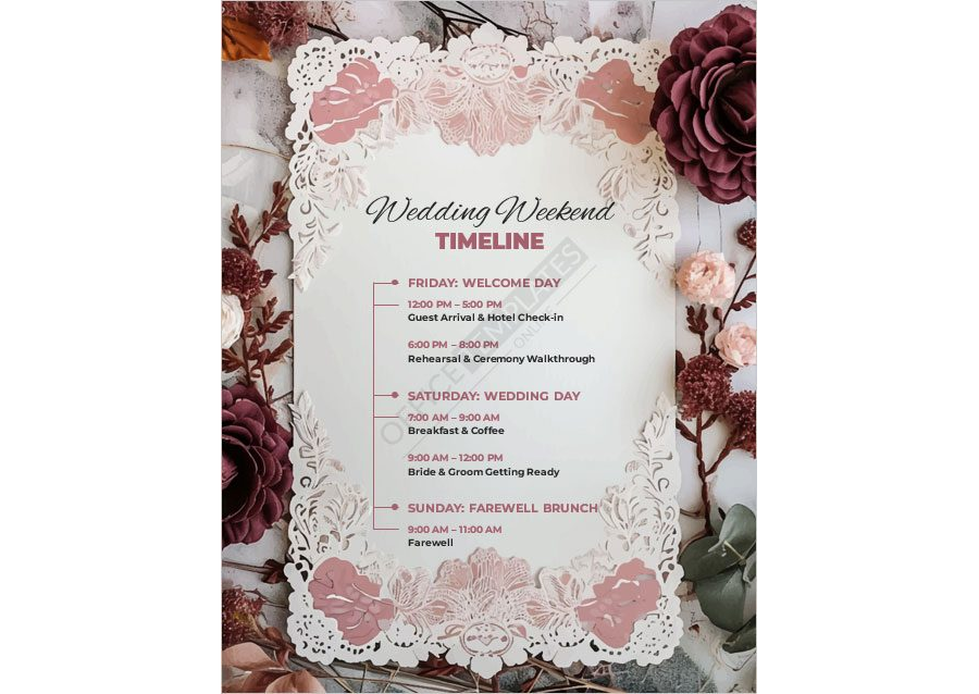 Wedding Weekend Timeline Template