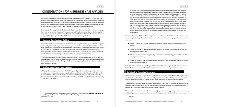 Download Consideration for Business Case Analysis Report Template