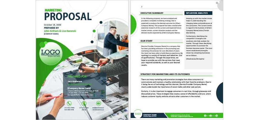Beautifully Designed Marketing Proposal Template for MS Word 2016