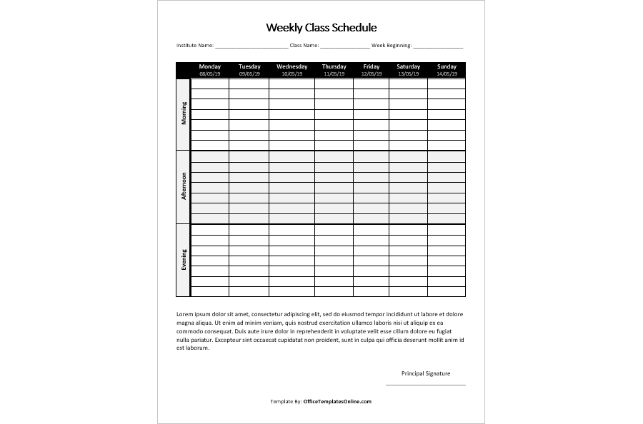 Weekly Class Schedule (PDF)
