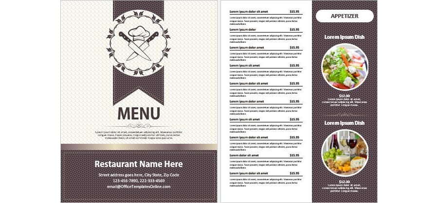 Download 5 Pages Booklet Food Menu Template for MS Word