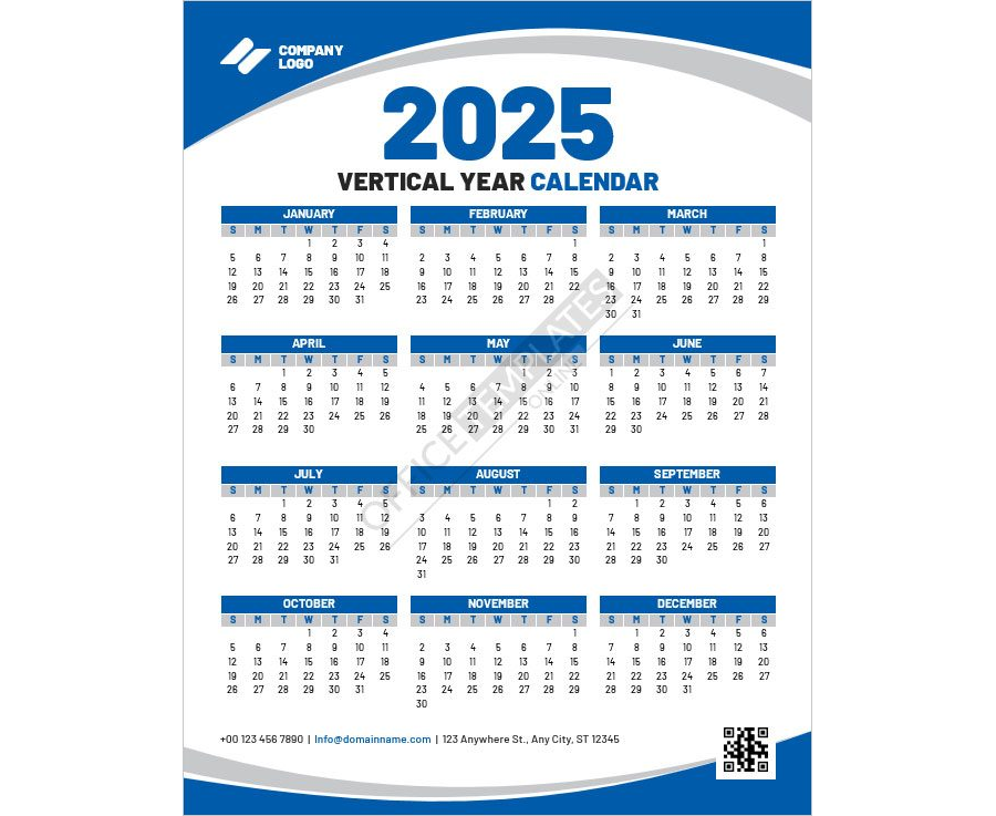 Vertical Year Calendar Template