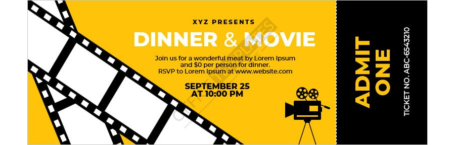 Movie Fundraiser Admit-One Ticket Template