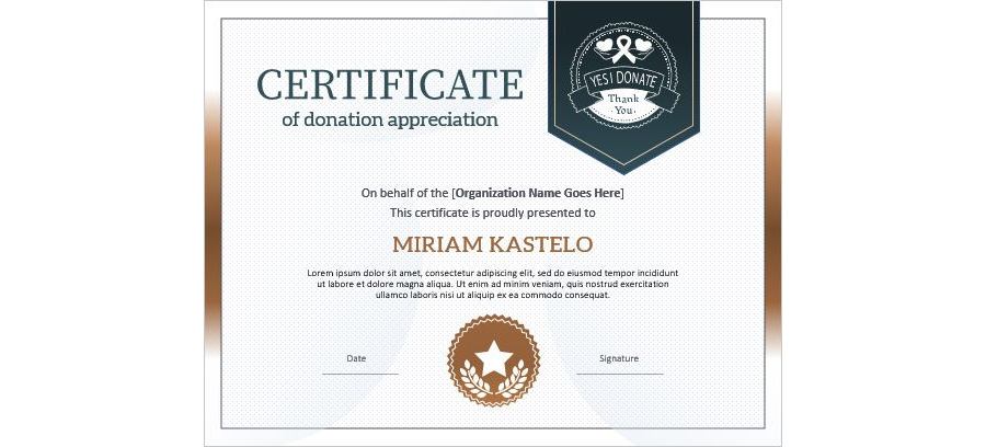 Download Donation Appreciation Certificate Template