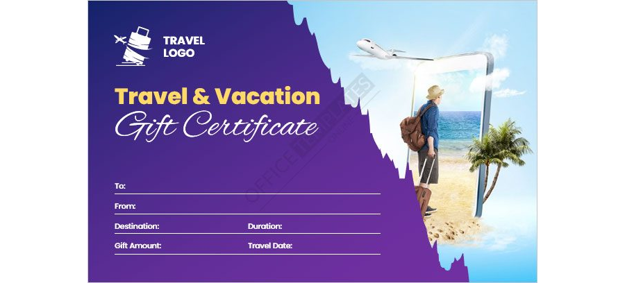 Travel or Vacation Gift Certificate Template