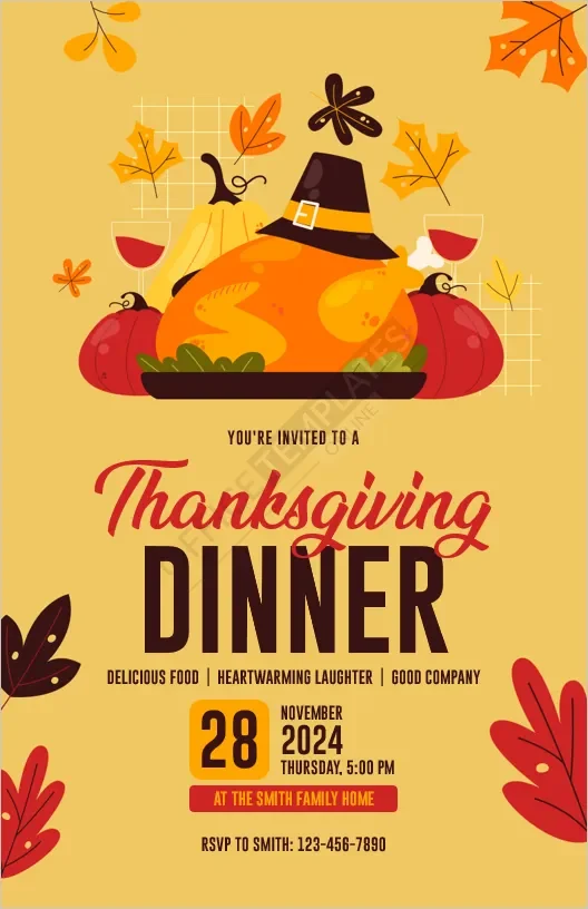 Thanksgiving Dinner Invitation Poster Template