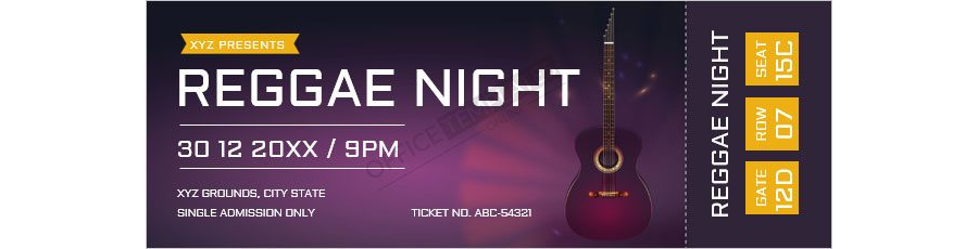 Music Concert Ticket Template in MS Word