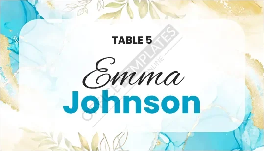 Watercolor Accent Place Card Template