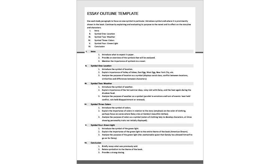 Download Essay Outline Template with Color Symbols