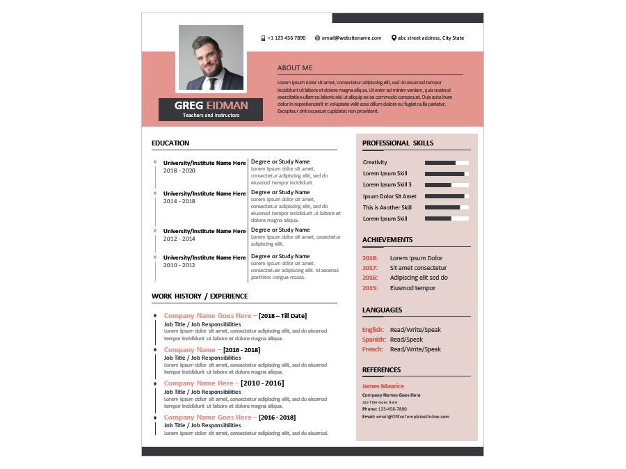 Download Best Resume/CV Format for Education, Training, and library related jobs - MS Word