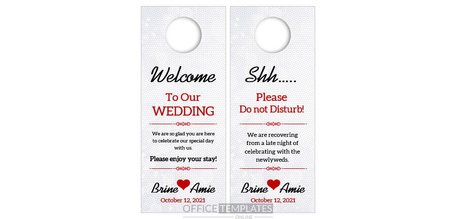 Download Awesome Door Hanger Design for Wedding - Microsoft Word