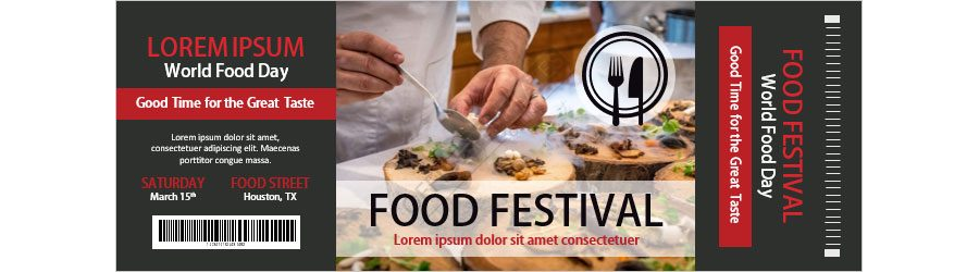 Food Festival Ticket Template in MS Word - Design 09