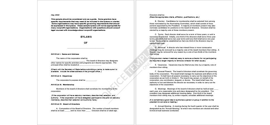 Corporate Bylaws Format 09