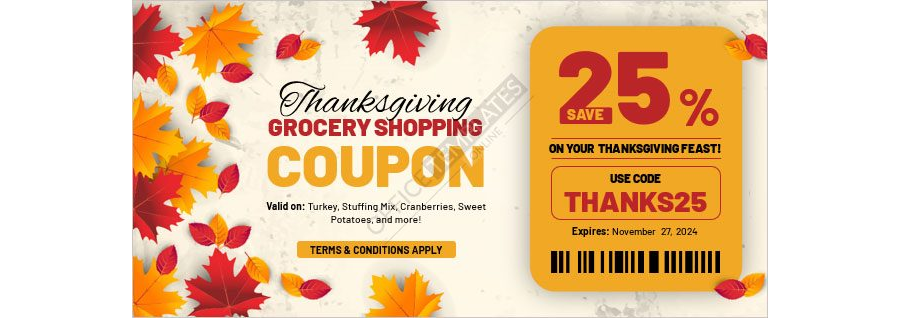 Thanksgiving Grocery Shopping Coupon Template