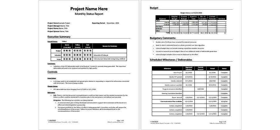 Download Monthly Status Report Example