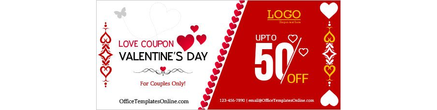 Download Valentine's Day Sales Coupon Card Template for MS Word