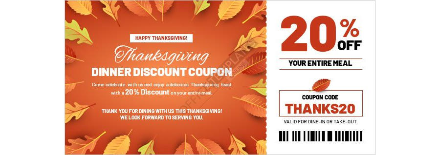 Thanksgiving Dinner Discount Coupon Template
