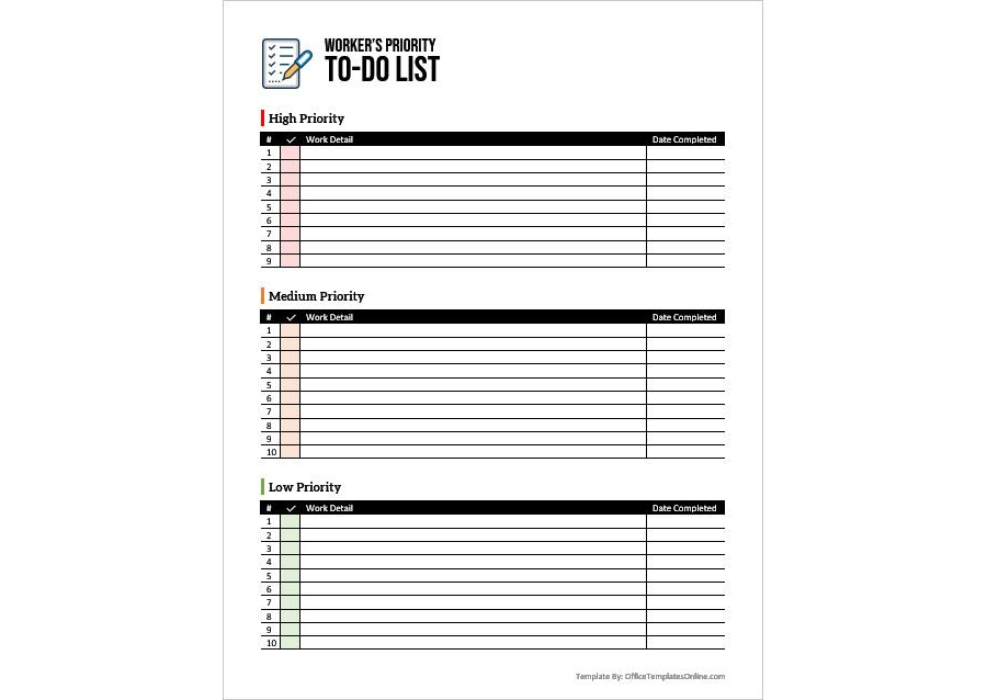 Download Workers Priority To-Do List Template - Word