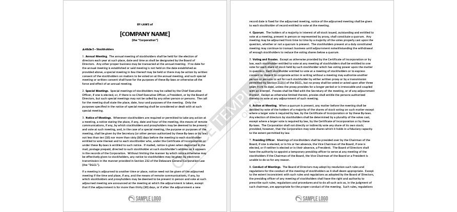 Sample Corporate Bylaws Format 16