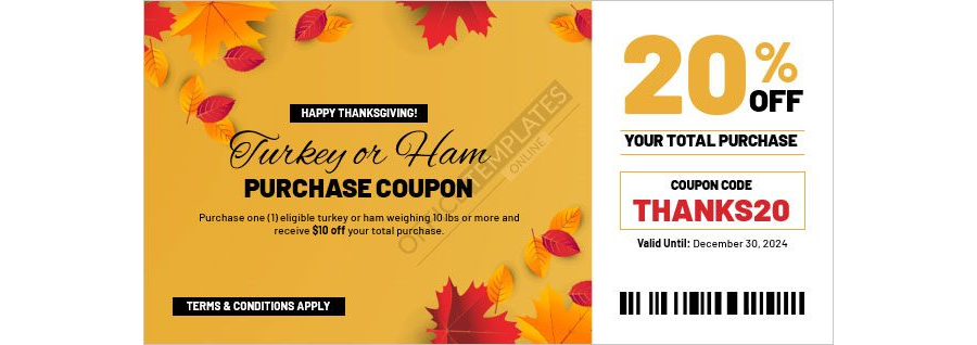 Turkey or Ham Purchase Coupon Template