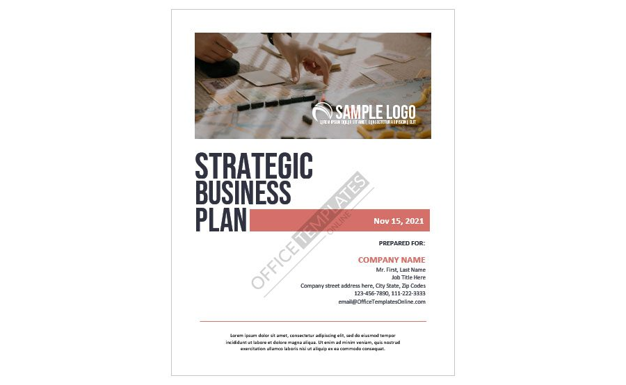 Download Cover Page Format for Strategic Business Plan in MS Word