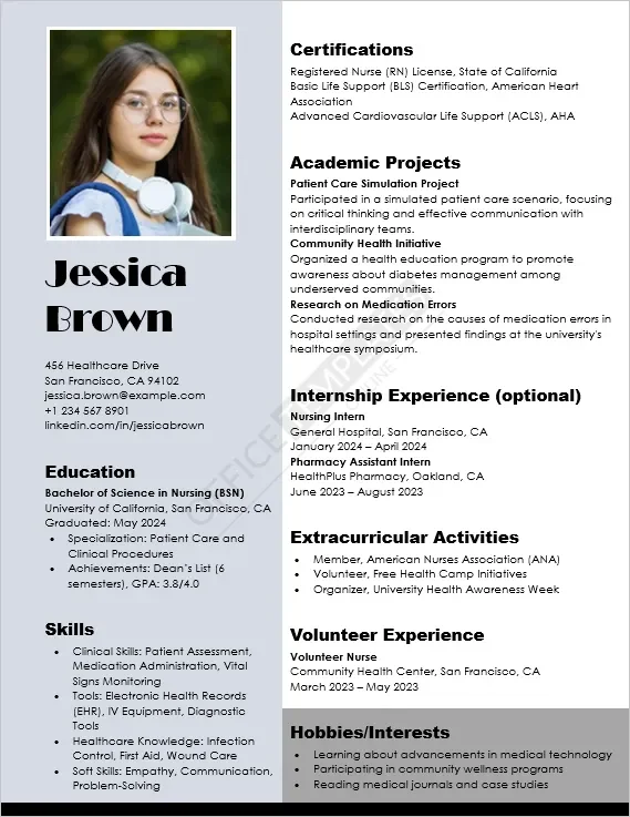 Medical Fresher Resume Template