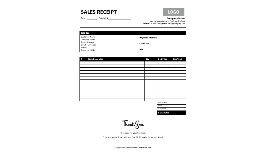 Sales Receipt Template