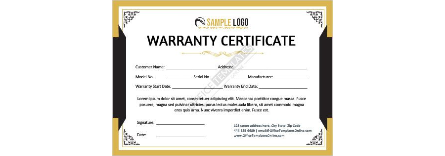 Download Company Warranty Certificate Format for Microsoft Word
