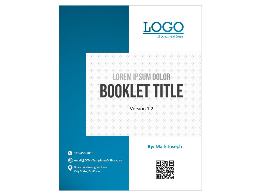 Download Cover Page Format for a Booklet in MS Word