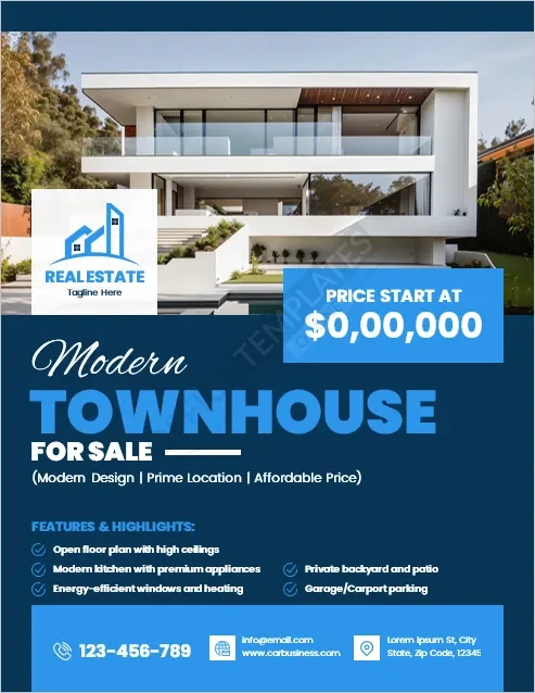 Modern Townhouse for Sale Flyer Template