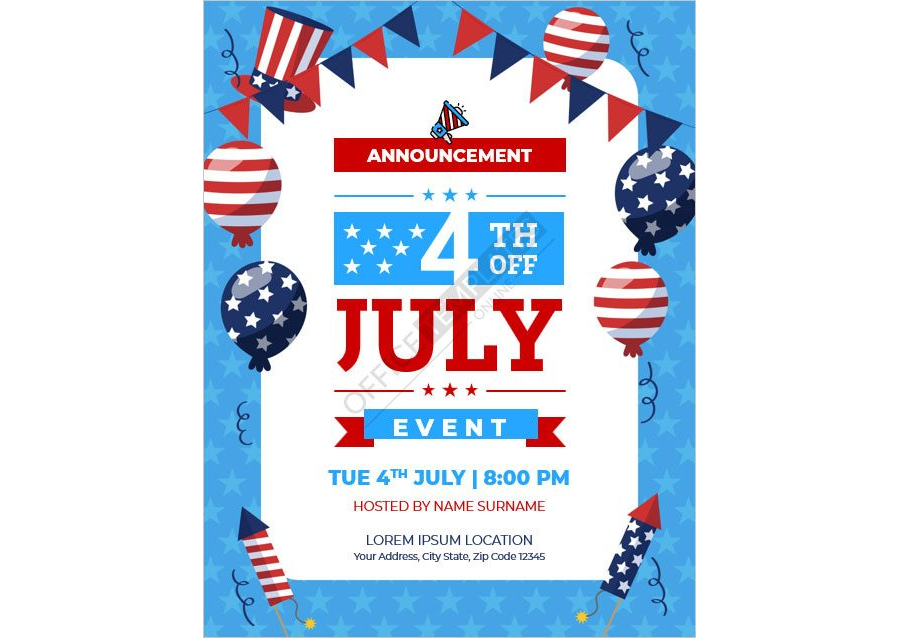 4th July Event Announcement Flyer Template