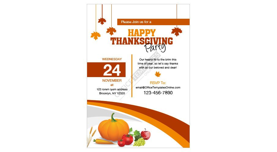 Download Best Thanksgiving Party Invitation Card Format in MS Word