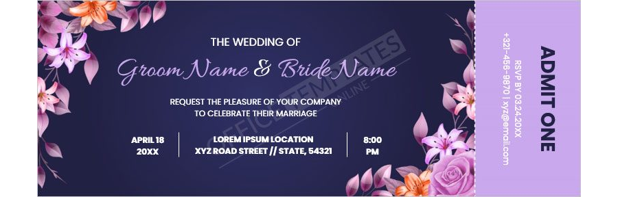 Wedding Invitation Ticket Template
