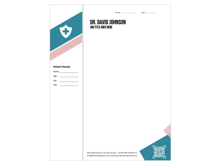 Download Personal Letterhead Design Format for a Doctor in Microsoft Word