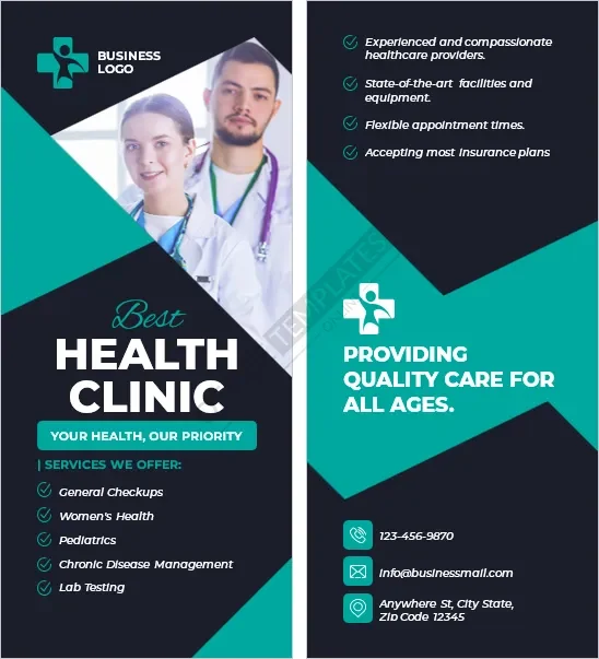 Health Clinic or Medical Services Rack Card Template