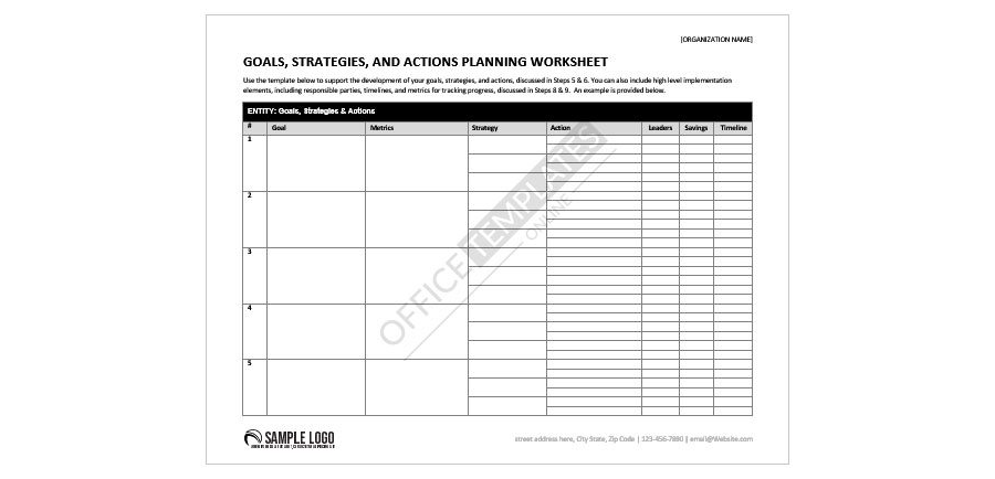 Goals, Strategies, and Actions Planning Worksheet