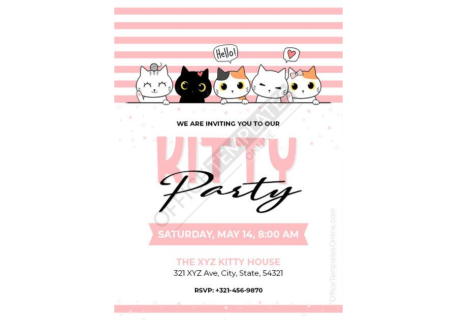 Hello Kitty Party Invitation Template for MS Word