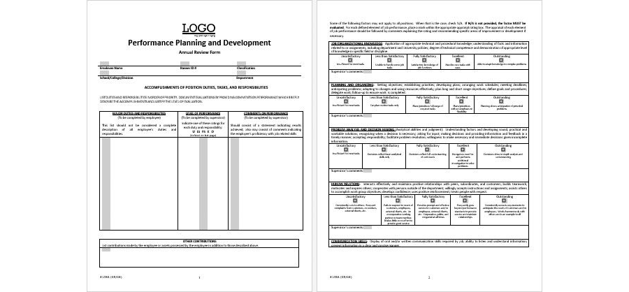 Download Annual Appraisal Form Template