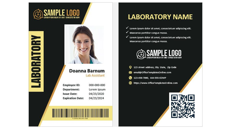 Download Lab Assistant ID Card Template for MS Word
