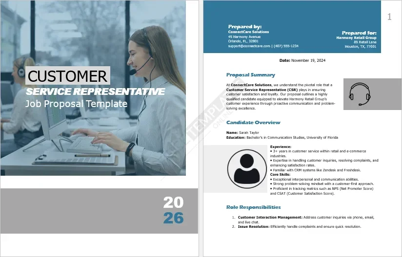 Customer Service Representative Job Proposal Template