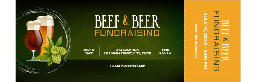 BEEF and BEER Fundraising Ticket Design in MS Word
