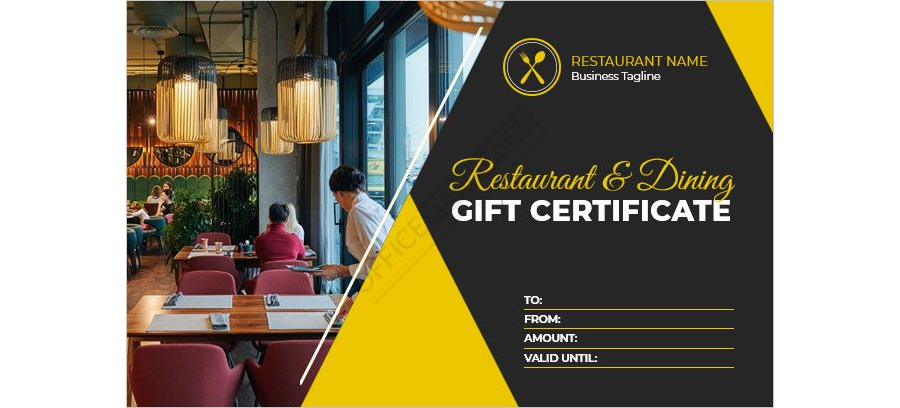 Restaurant or Dining Gift Certificate Template