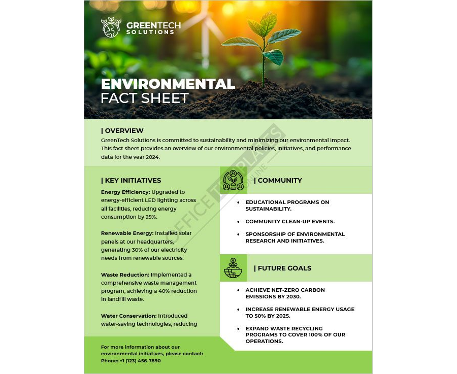 Environmental Fact Sheet Template