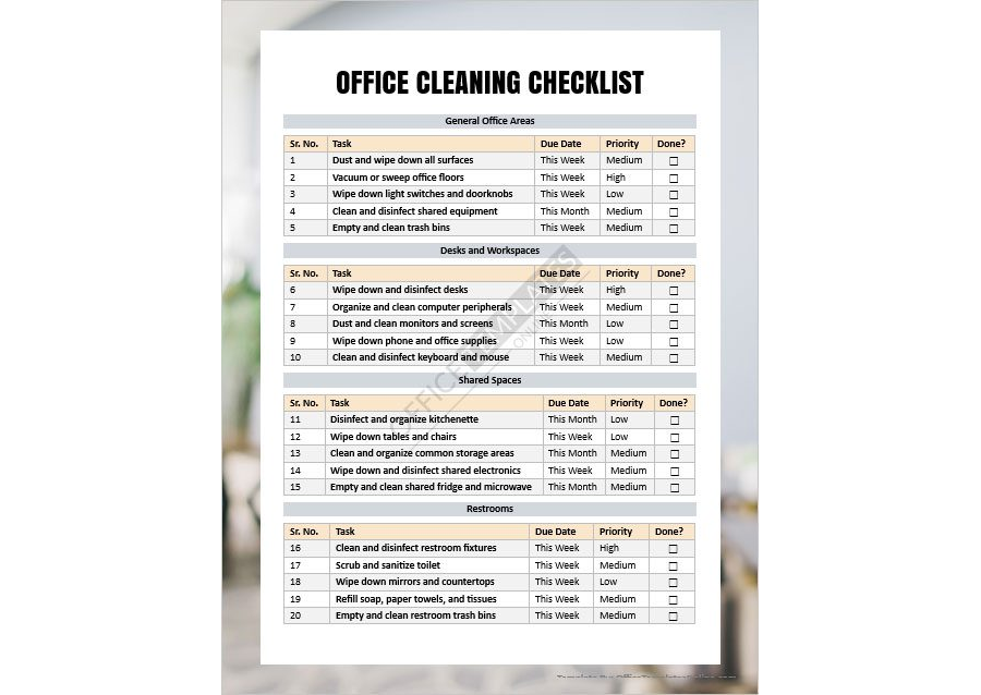 Office Cleaning Checklist: Elevate Your Workspace